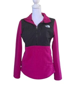 The North Face Women’s Pink Black Fleece Quarter Zip Pullover